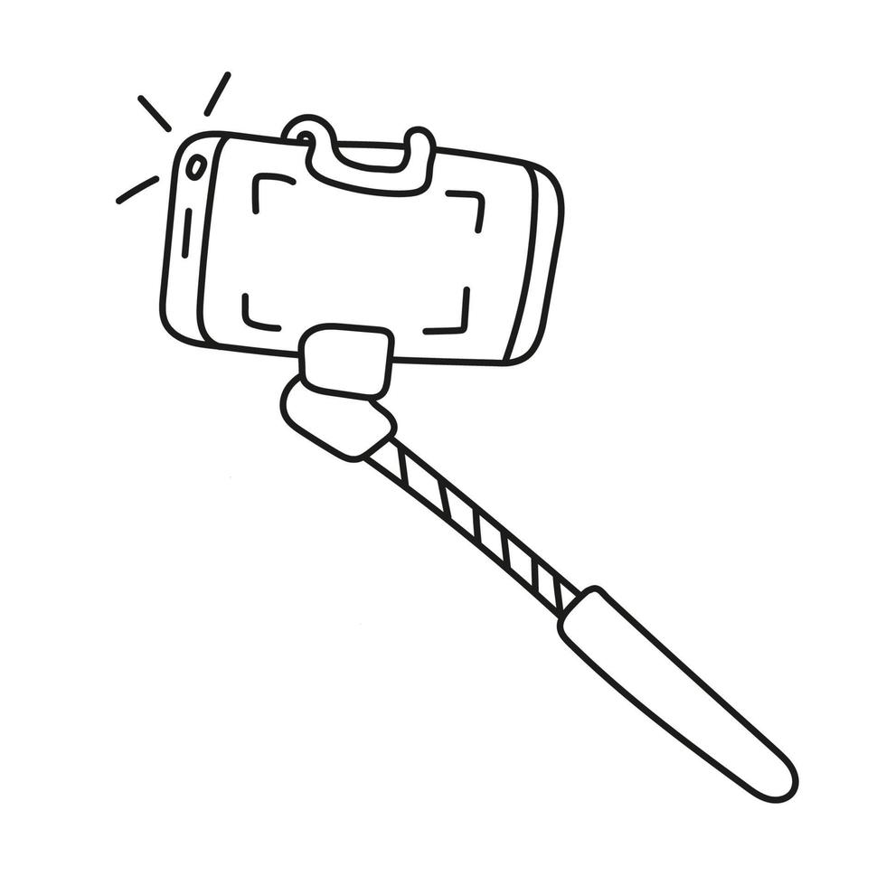 illustration vectorielle dessinés à la main du bâton de selfie vecteur