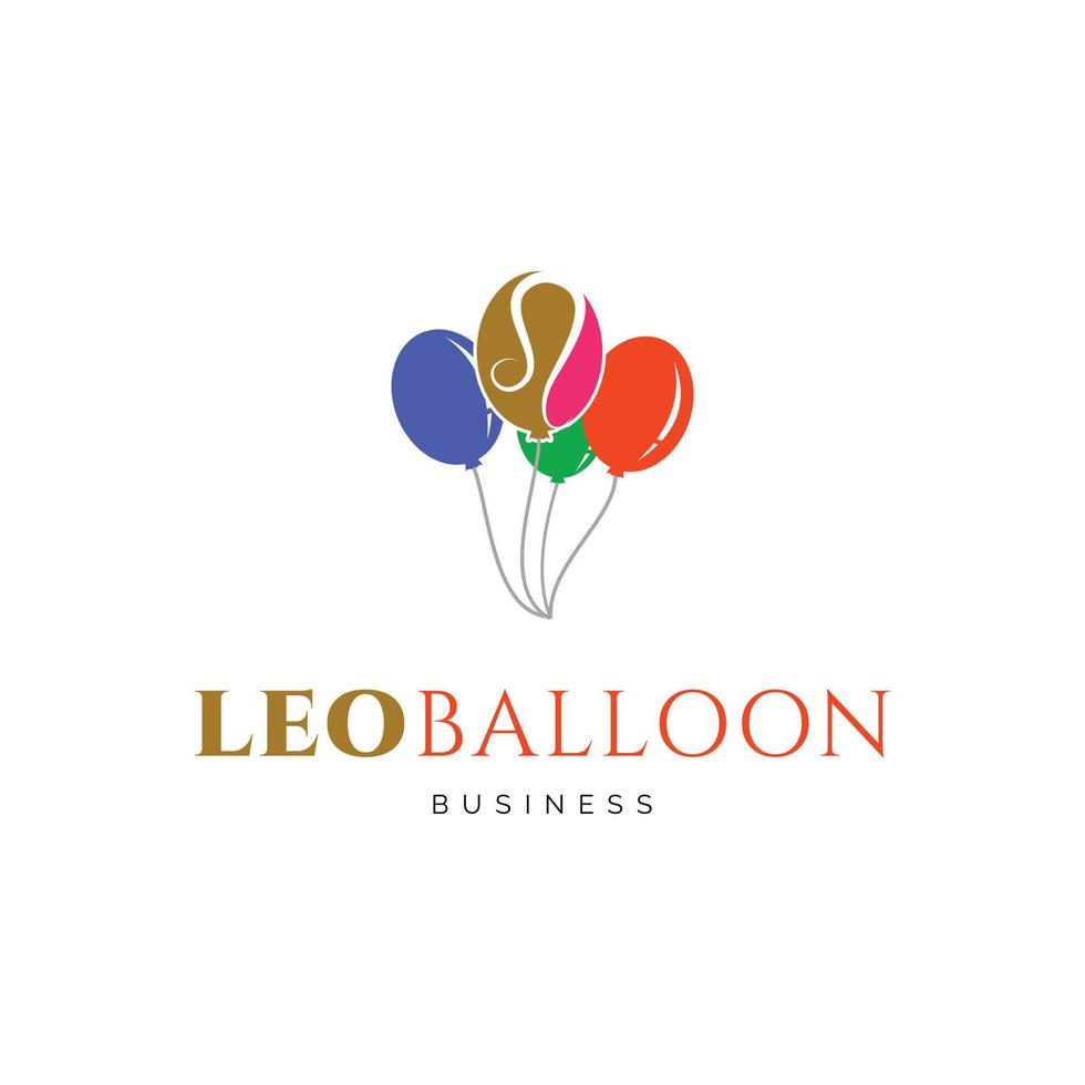 zodiaque lion avec modèle de conception de logo icône ballon vecteur