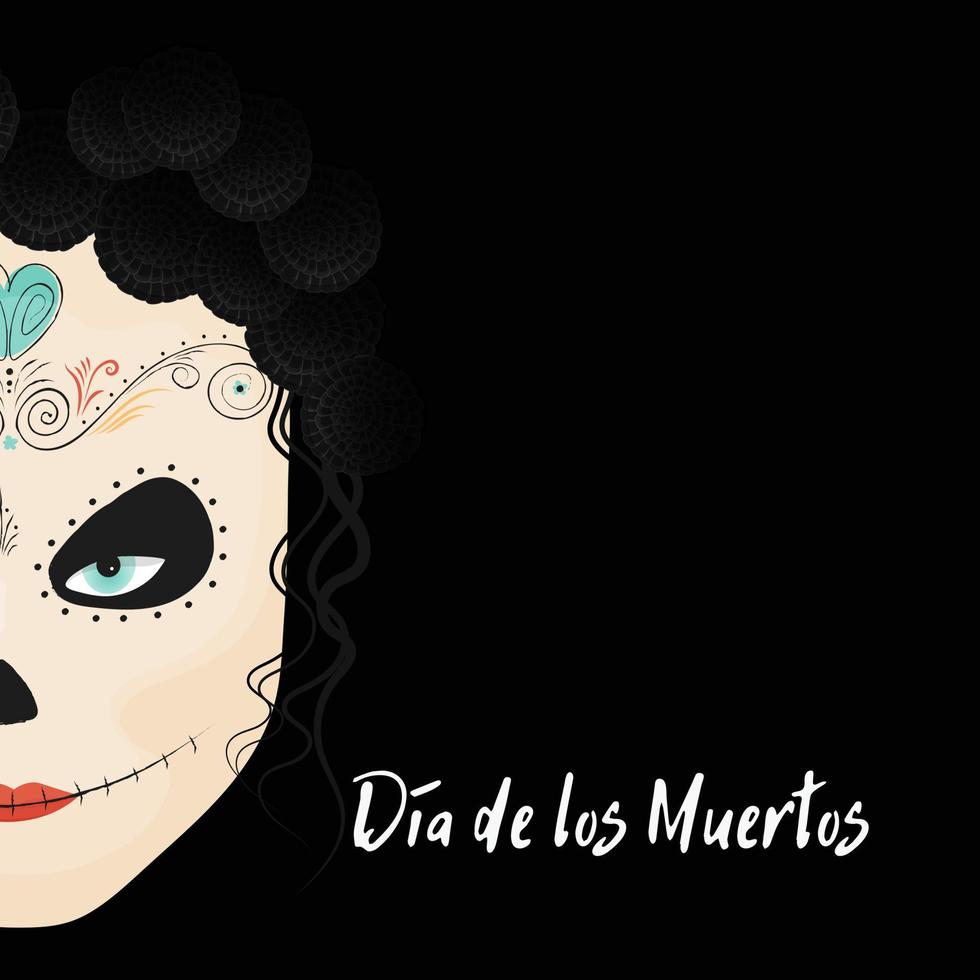 muertos catrina carte postale turquoise noir vecteur