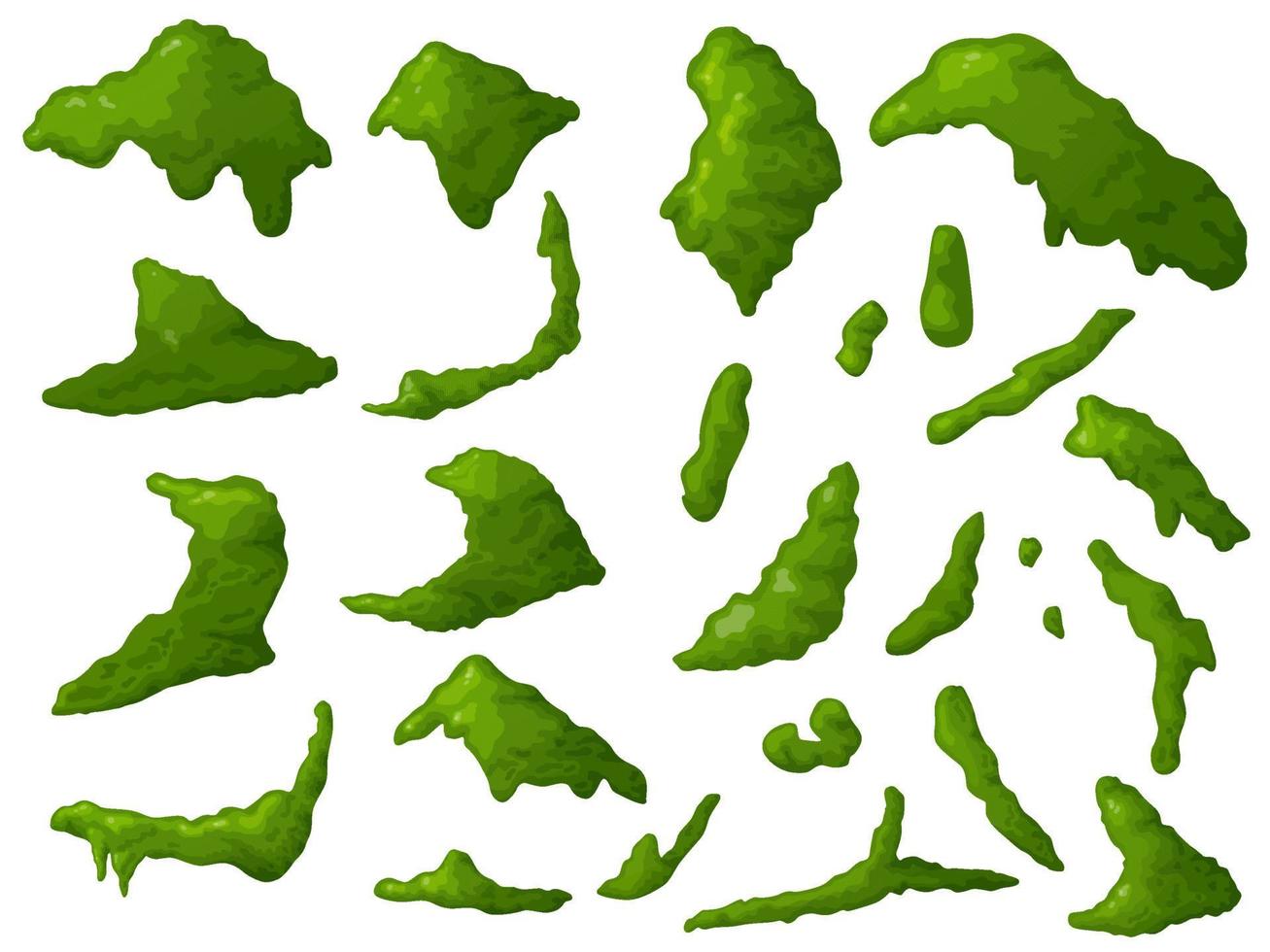 mousse des marais de différentes formes. lichen forestier. illustration pour les jeux informatiques. vecteur