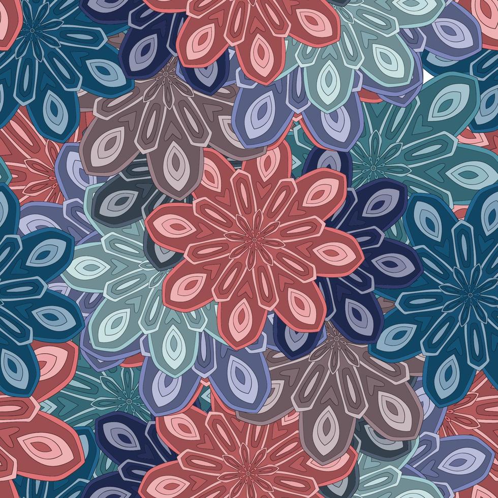 modèle sans couture abstrait avec fleur de mandala. mosaïque, carrelage. fond fleuri. vecteur