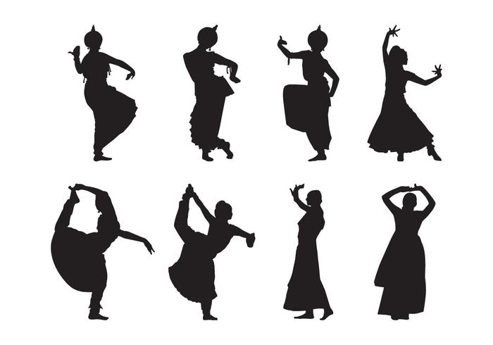 Vecteur libre de silhouette de danse indienne