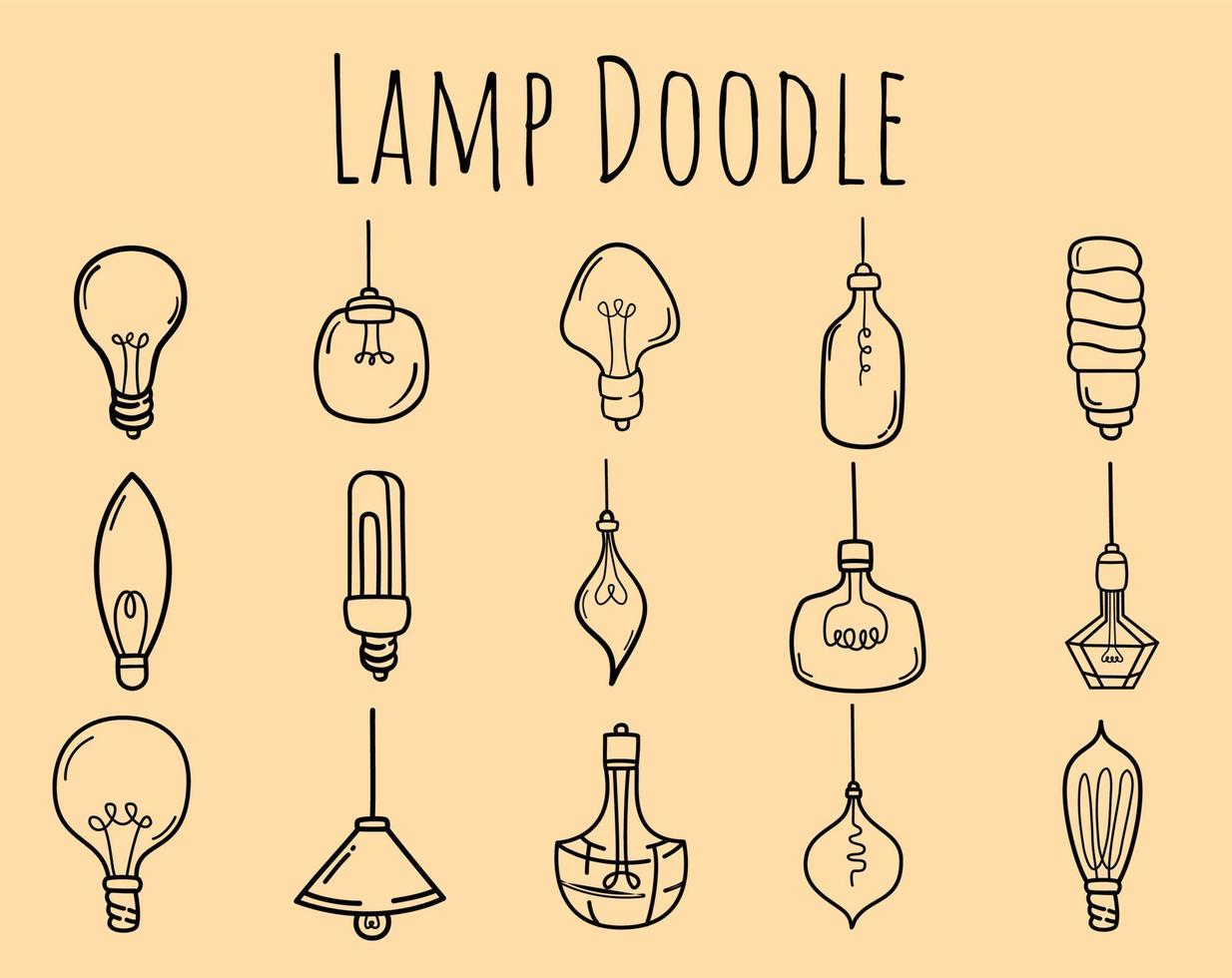 définir la conception de vecteur illustration lampe doodle