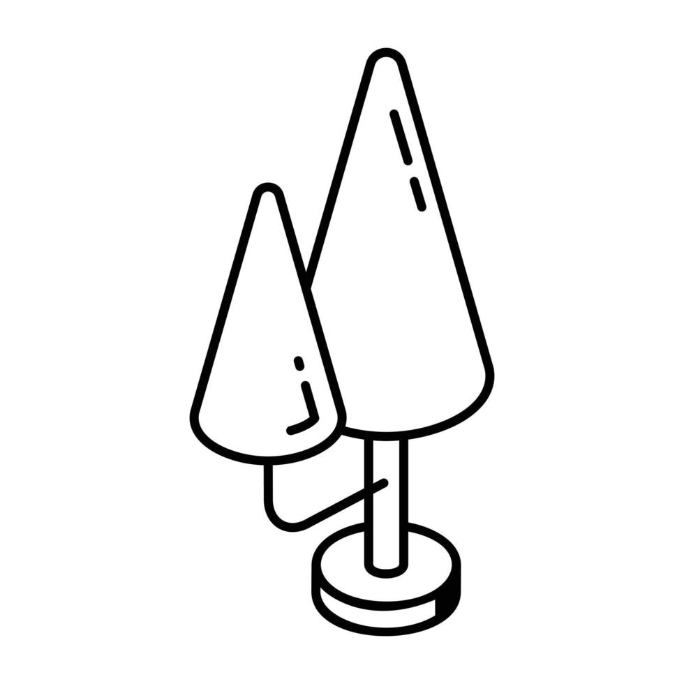 une icône isométrique linéaire d'arbre rond vecteur