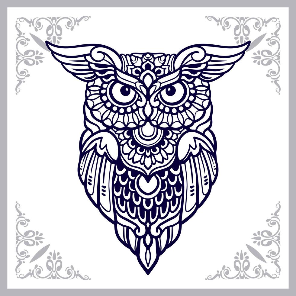 chouette oiseau mandala arts isolé sur fond blanc vecteur