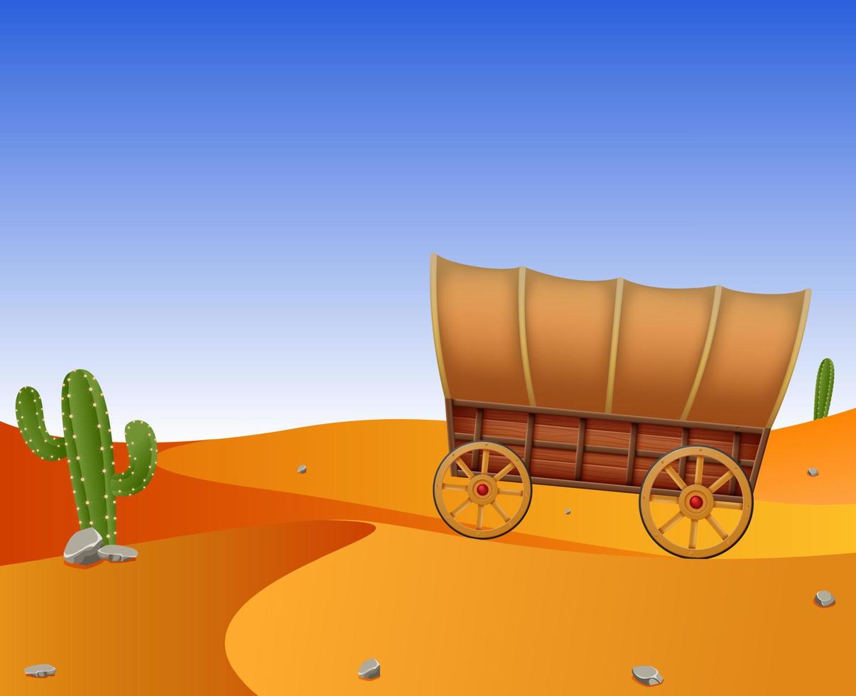 chariot sur le désert vecteur