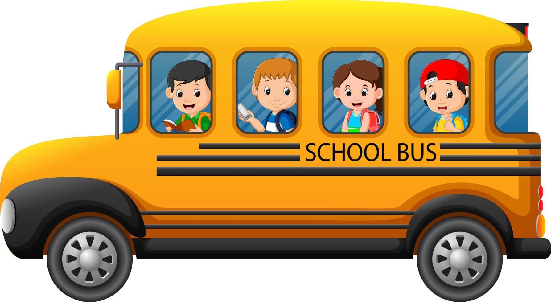 illustration des enfants d'un autobus scolaire vecteur