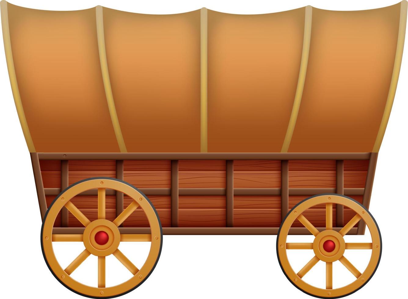 un chariot en bois sur fond blanc vecteur