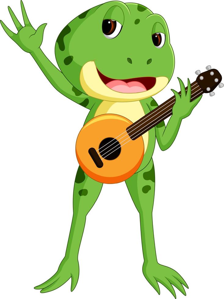 grenouille verte jouant de la guitare vecteur