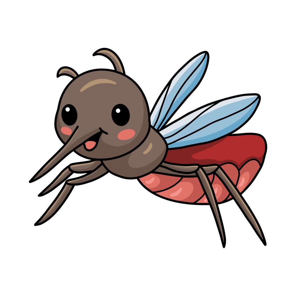mignon petit dessin animé de moustique posant vecteur