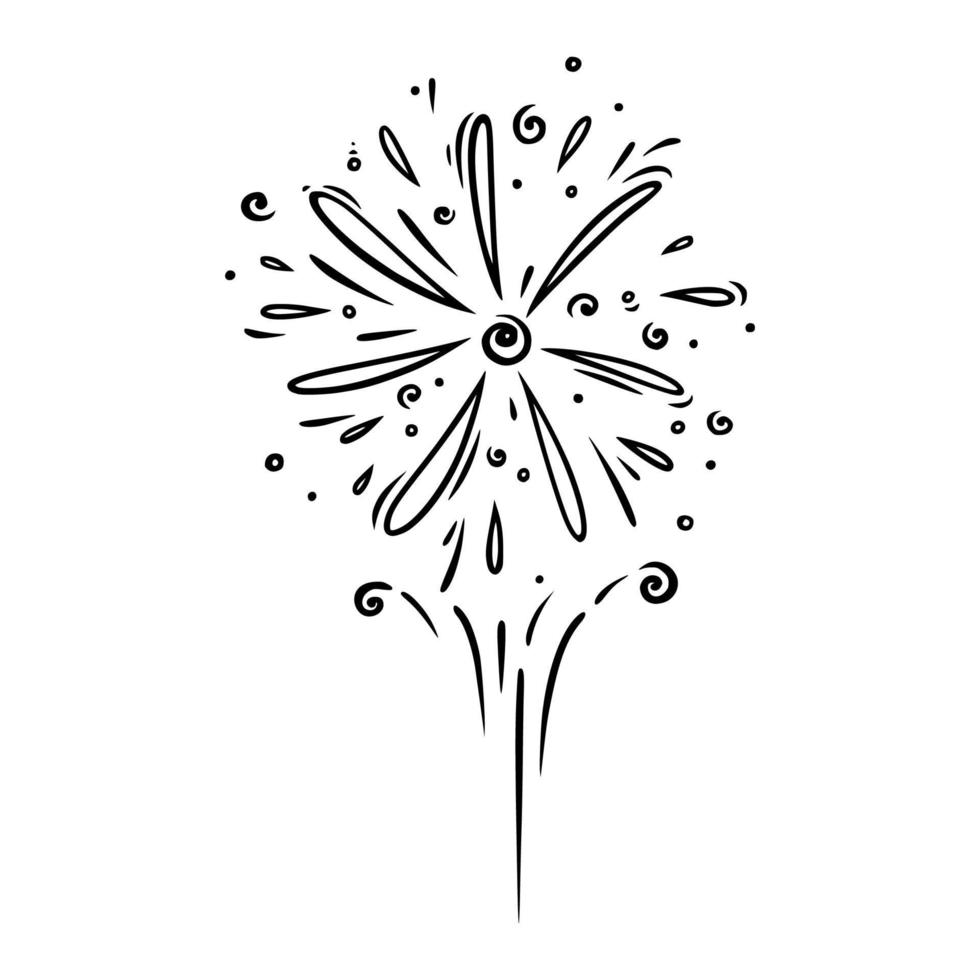 doodle feu d'artifice étincelant. préliminaires brillants pour les fêtes et les célébrations. illustration vectorielle vecteur