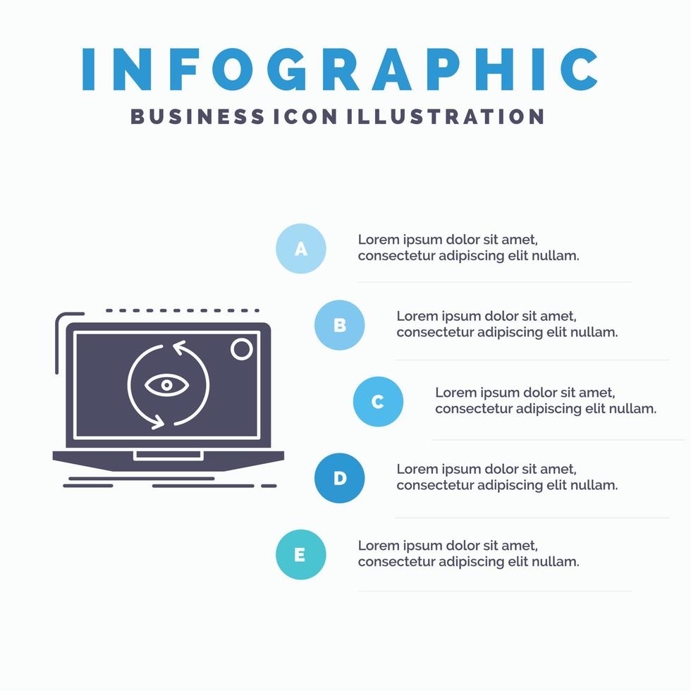 application. application. Nouveau. Logiciel. mettre à jour le modèle d'infographie pour le site Web et la présentation. icône grise de glyphe avec illustration vectorielle de style infographique bleu. vecteur