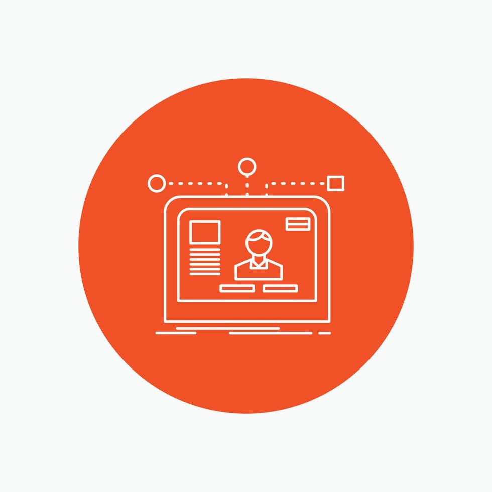 interface. site Internet. utilisateur. disposition. concevoir l'icône de la ligne blanche en arrière-plan du cercle. illustration d'icône vectorielle vecteur
