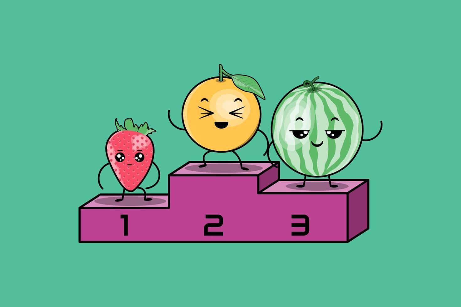 vecteur de personnages de dessins animés de fruits kawaii coloré mignon serti de nombreuses expressions