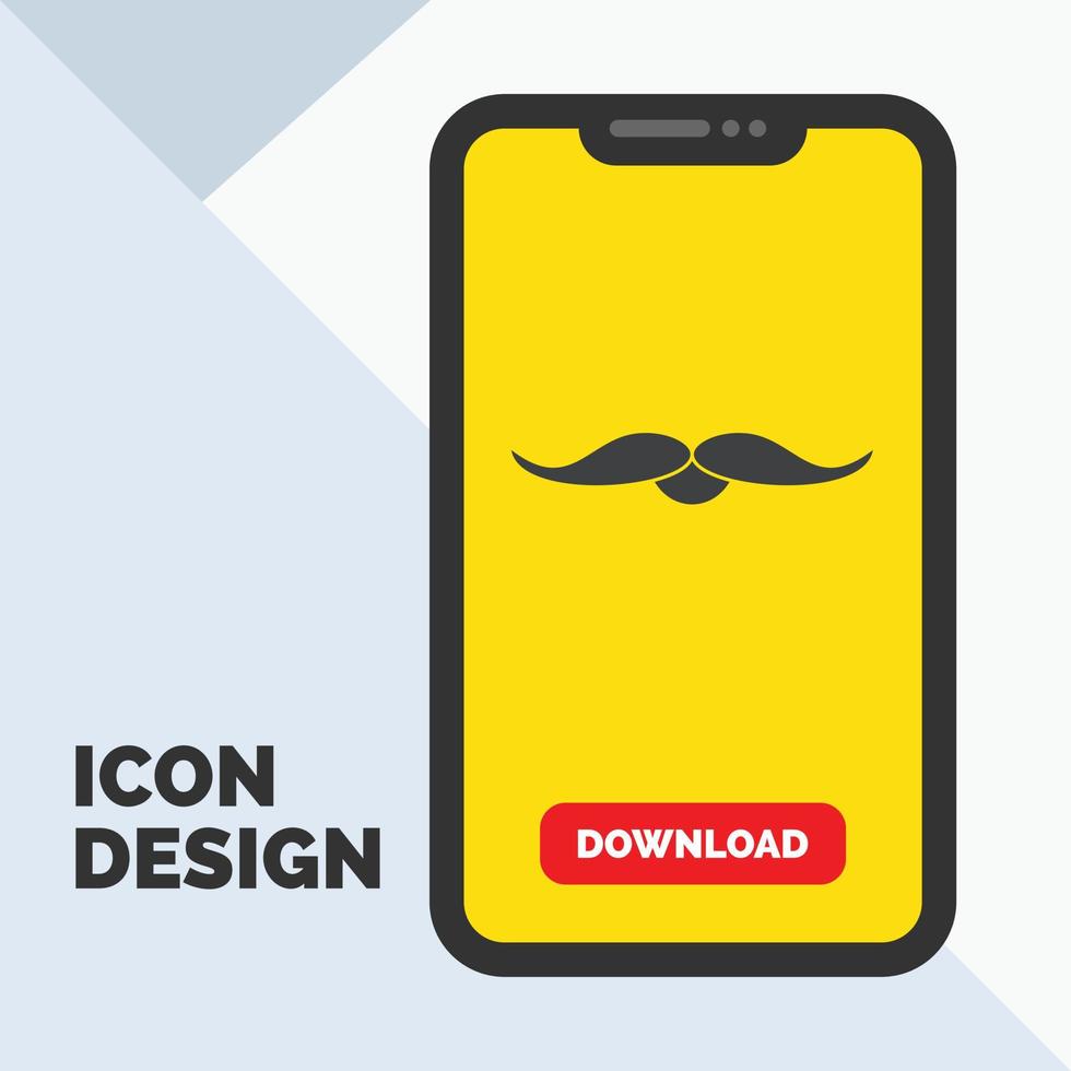 moustache. branché. movember. Masculin. icône de glyphe d'hommes dans le mobile pour la page de téléchargement. fond jaune vecteur