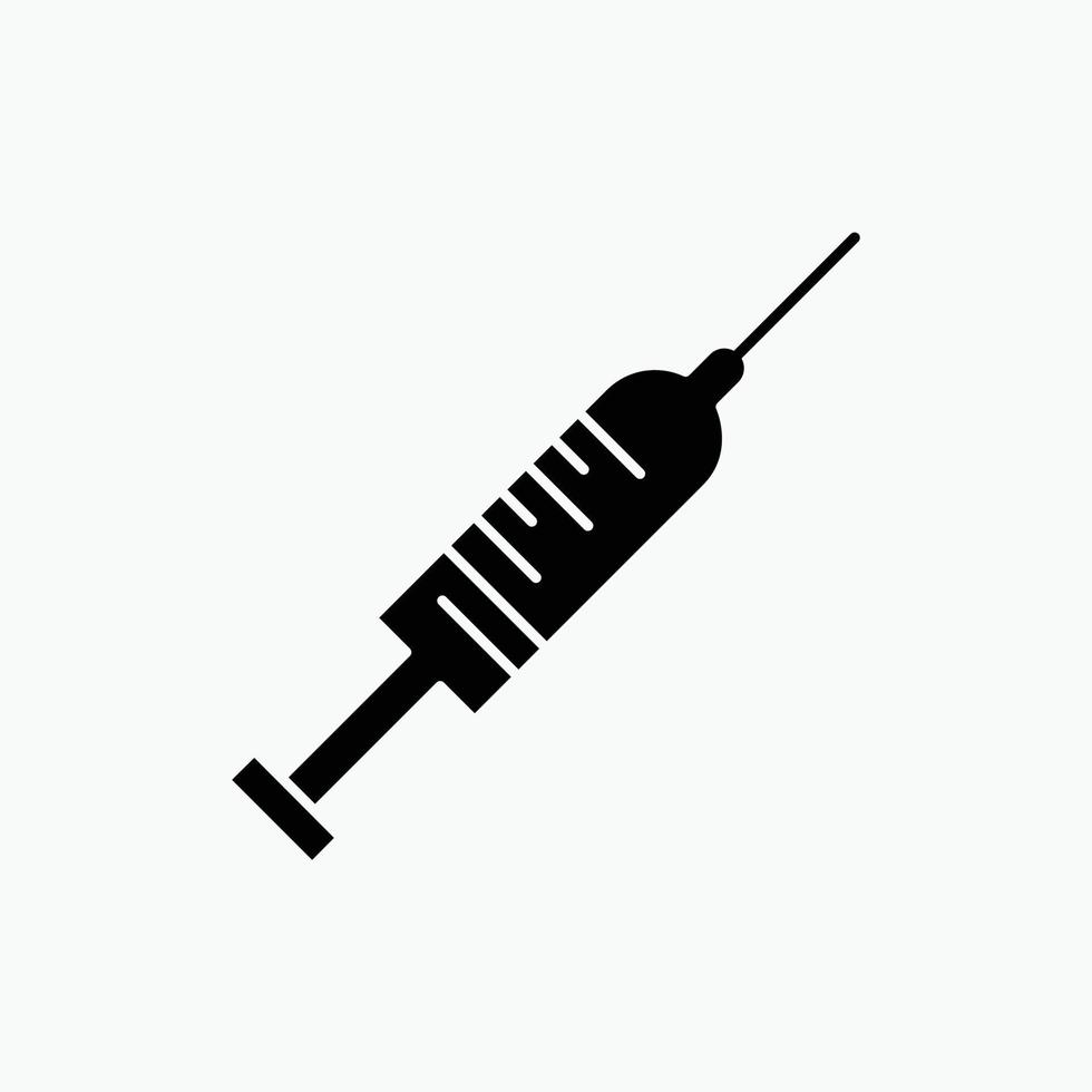 seringue. injection. vaccin. aiguille. icône de glyphe de tir. illustration vectorielle isolée vecteur
