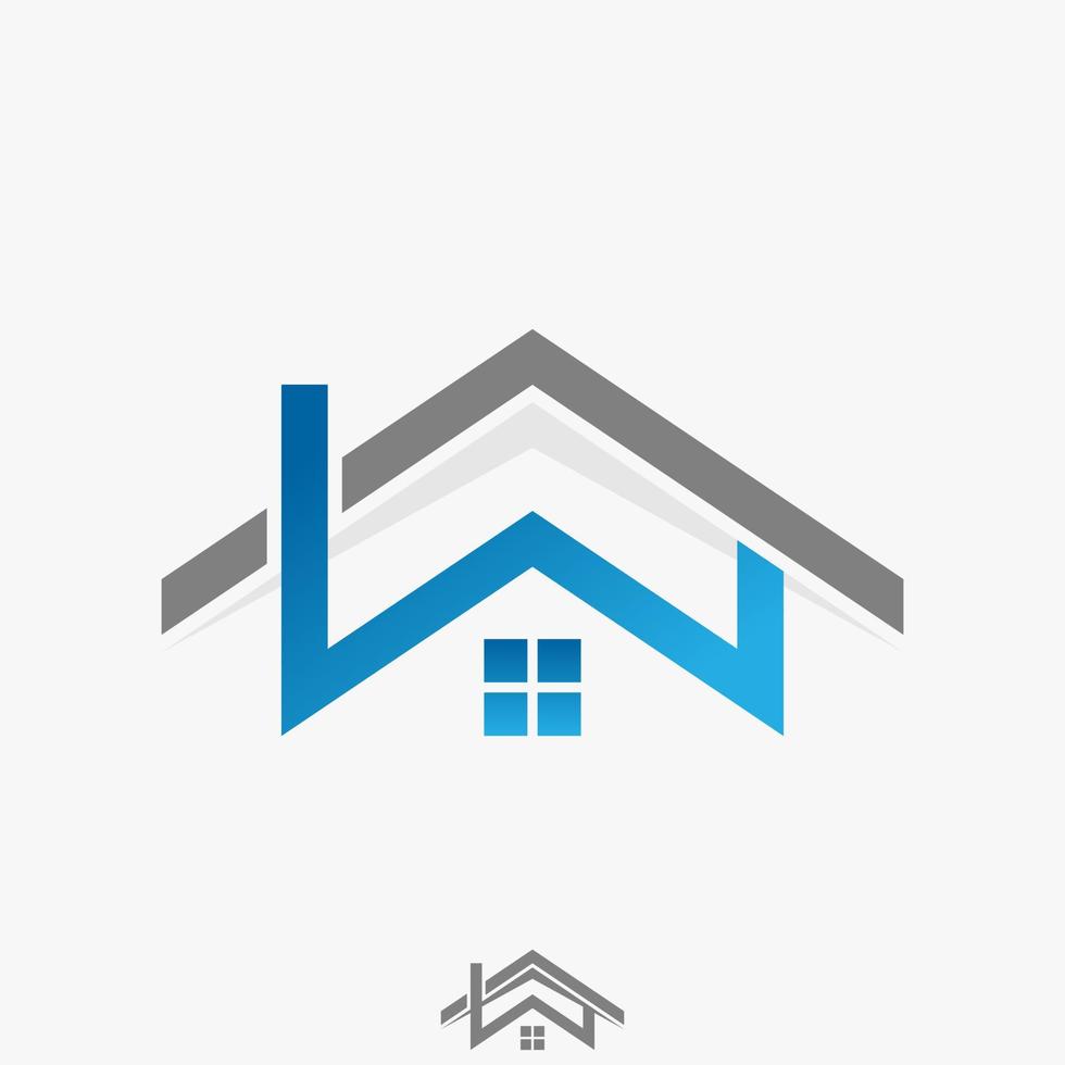 simple et unique maison à double toit de haut en bas avec lettre ou mot w image de police graphique icône logo création concept abstrait vecteur stock. peut être utilisé comme symbole lié à l'initiale ou à la propriété