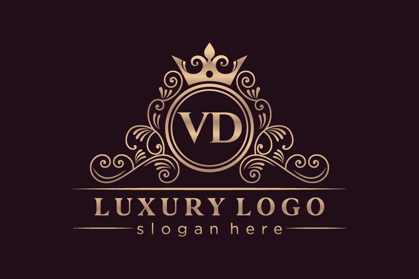 vd lettre initiale or calligraphique féminin floral monogramme héraldique dessiné à la main antique style vintage luxe logo design vecteur premium