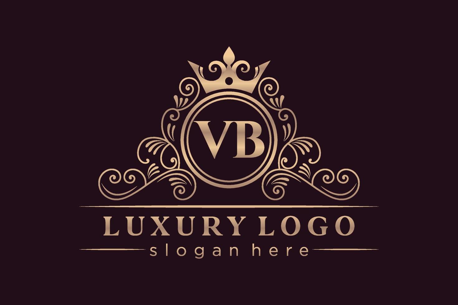 vb lettre initiale or calligraphique féminin floral monogramme héraldique dessiné à la main antique style vintage luxe logo design vecteur premium