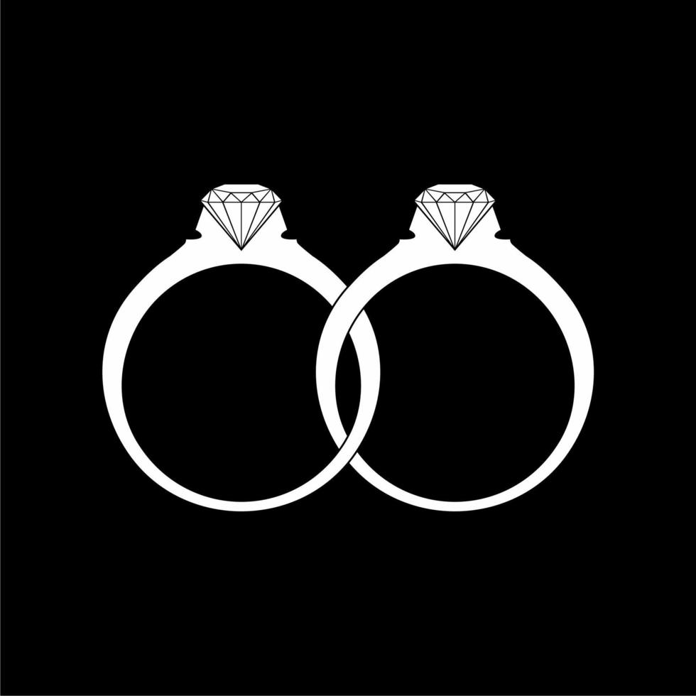 silhouette de diamant de bague pour le symbole d'icône de fiancé et de mariage et pour le logo, le pictogramme ou l'élément de conception graphique. illustration vectorielle vecteur