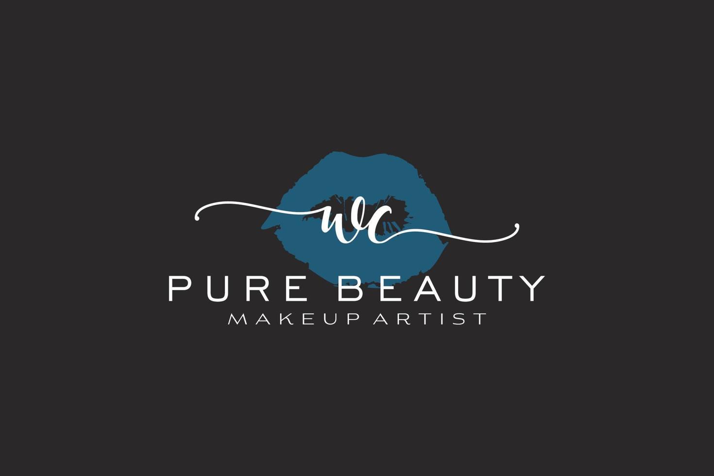 création initiale de logo premade lèvres aquarelle wc, logo pour la marque d'entreprise de maquilleur, création de logo de boutique de beauté blush, logo de calligraphie avec modèle créatif. vecteur