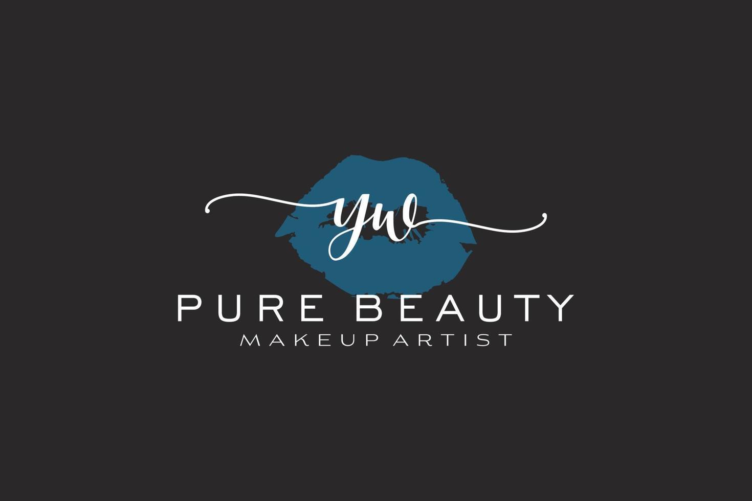 création initiale de logo préfabriqué pour les lèvres aquarelle yw, logo pour la marque d'entreprise de maquilleur, création de logo de boutique de beauté blush, logo de calligraphie avec modèle créatif. vecteur