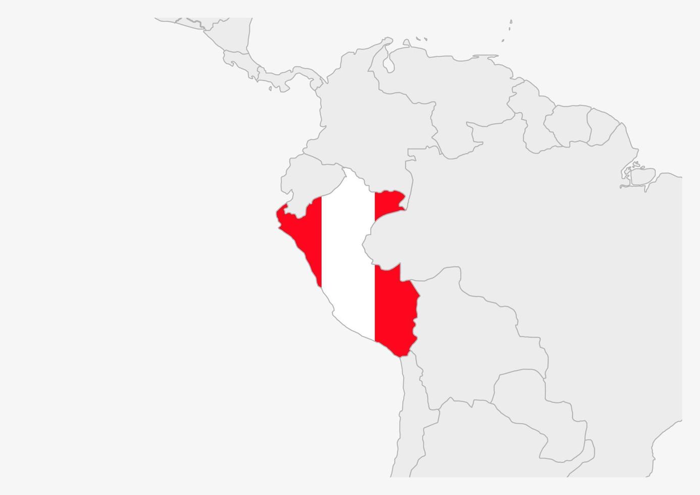 carte du pérou mise en évidence dans les couleurs du drapeau du pérou vecteur