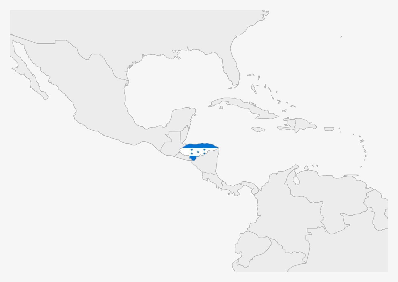 carte du honduras mise en évidence dans les couleurs du drapeau du honduras vecteur