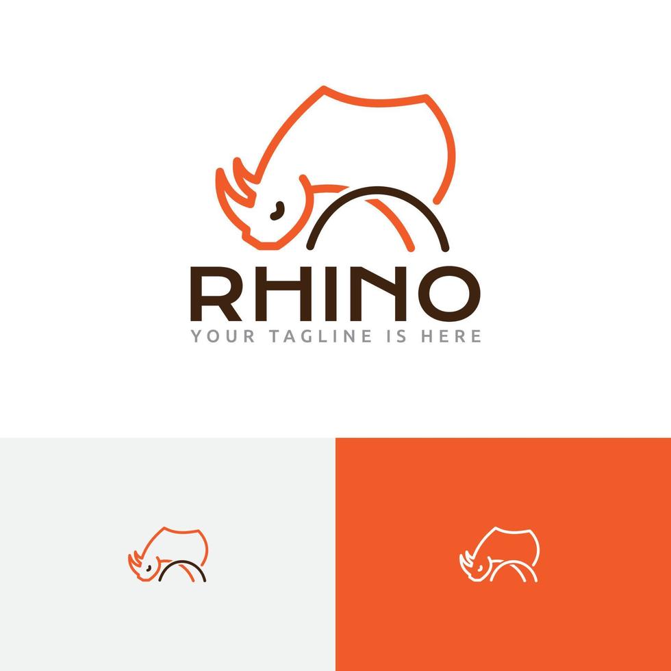 rhino rhinocéros animal sauvage nature ligne abstraite logo vecteur