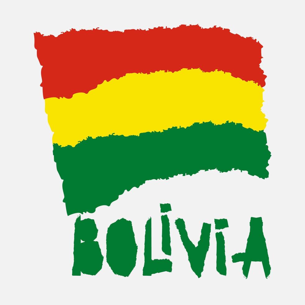 drapeau national vintage de bolivie dans un style de texture grunge papier déchiré. fond de la fête de l'indépendance. isolé sur blanc bonne idée pour badge rétro, bannière, conception graphique de t-shirt. vecteur