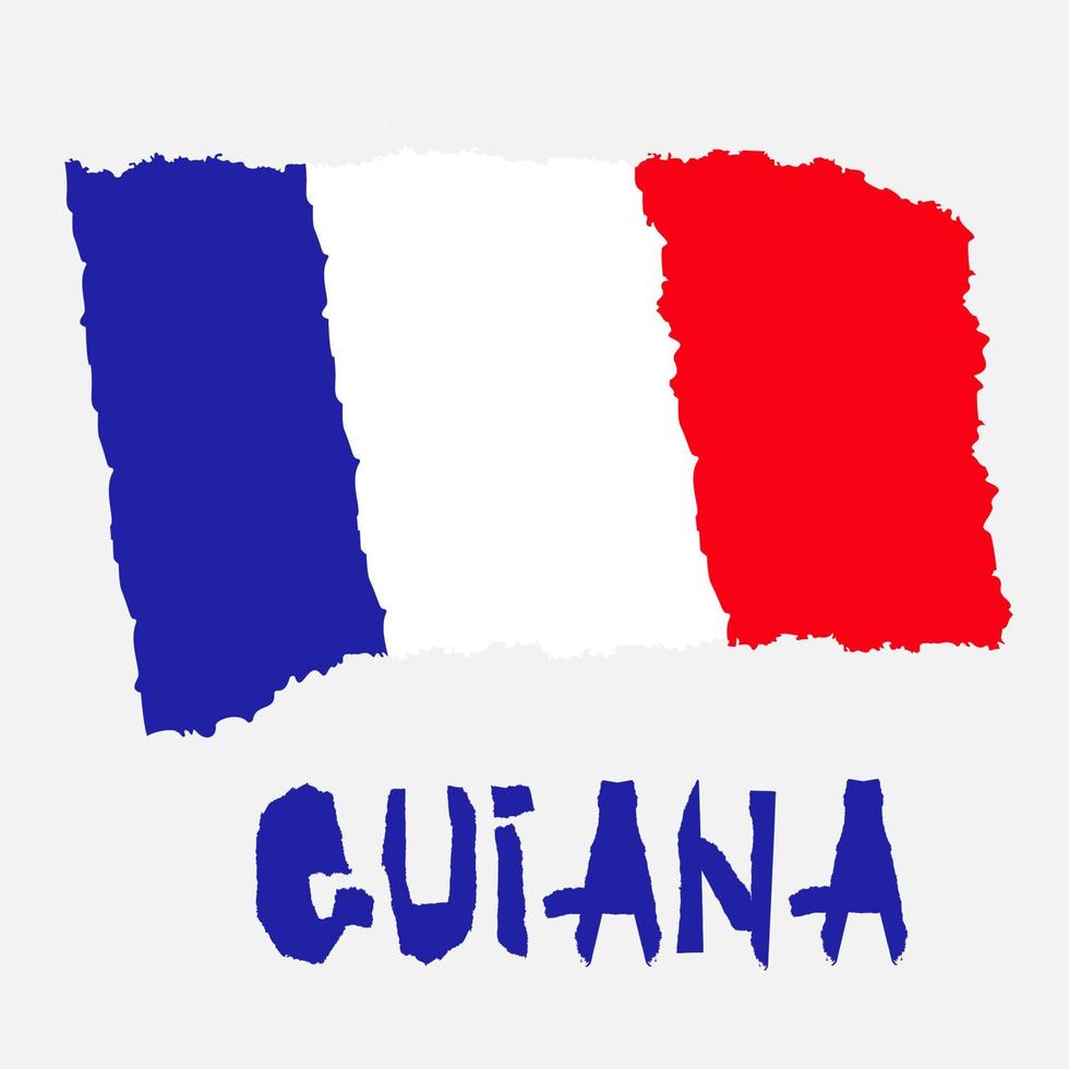 drapeau national vintage de la guyane dans un style de texture grunge papier déchiré. fond de la fête de l'indépendance. isolé sur blanc bonne idée pour badge rétro, bannière, conception graphique de t-shirt. vecteur