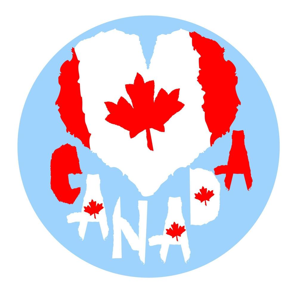 aime le Canada, l'Amérique. drapeau national vintage en silhouette de style de texture grunge papier déchiré coeur. fond de la fête de l'indépendance. bonne idée pour le badge rétro, la bannière, la conception graphique de t-shirt. vecteur