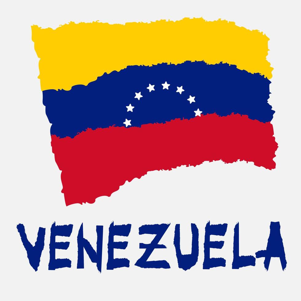 drapeau national vintage du venezuela dans un style de texture grunge papier déchiré. fond de la fête de l'indépendance. isolé sur blanc bonne idée pour badge rétro, bannière, conception graphique de t-shirt. vecteur
