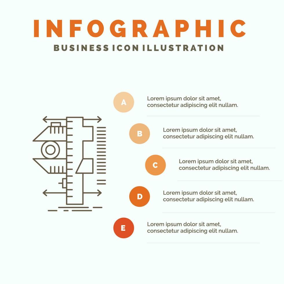 mesure. étrier. étriers. la physique. modèle d'infographie de mesure pour le site Web et la présentation. icône grise de ligne avec illustration vectorielle de style infographie orange vecteur