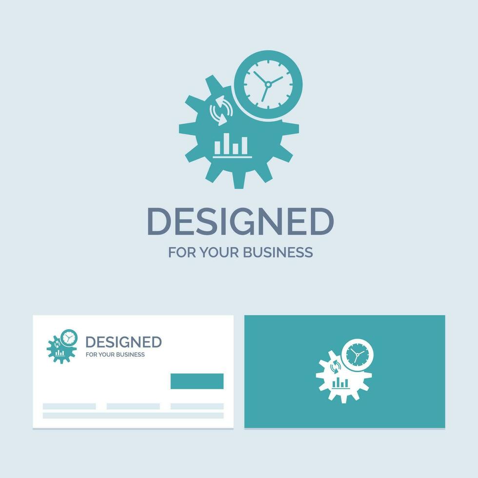 Entreprise. ingénierie. la gestion. traiter le symbole d'icône de glyphe de logo d'entreprise pour votre entreprise. cartes de visite turquoise avec modèle de logo de marque. vecteur