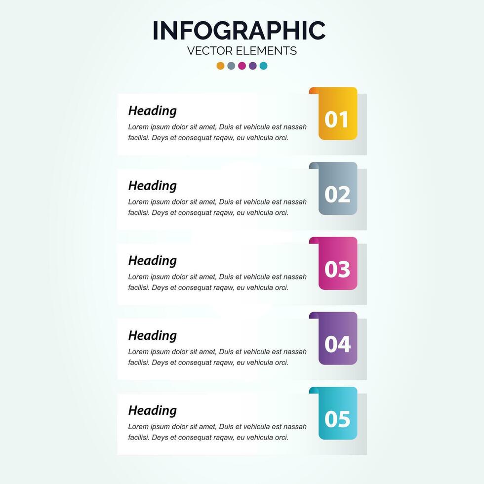 modèle de conception d'infographie verticale d'entreprise avec des icônes et 5 cinq options ou étapes. vecteur