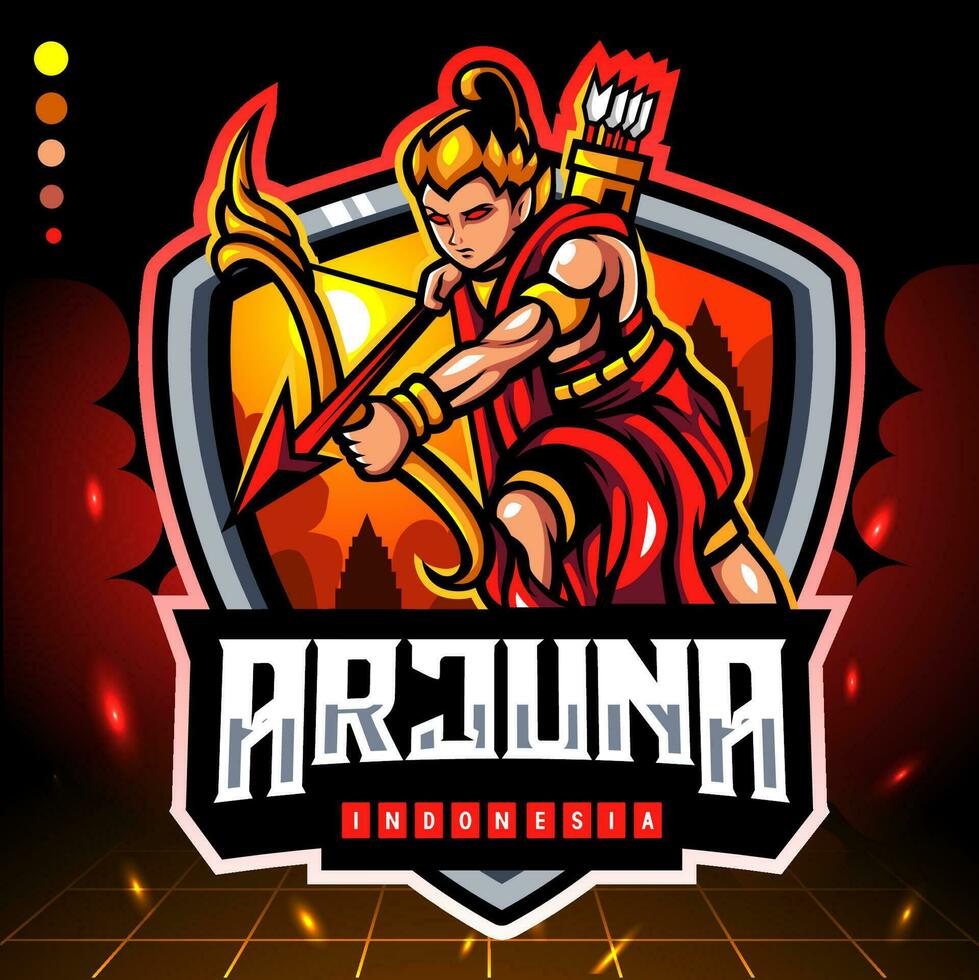 mascotte d'arjuna. création de logo de sport électronique vecteur