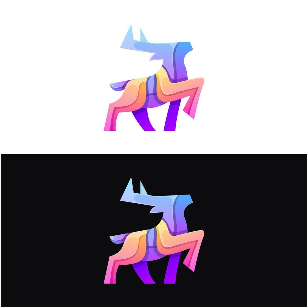 illustration de logo vectoriel cerf style coloré