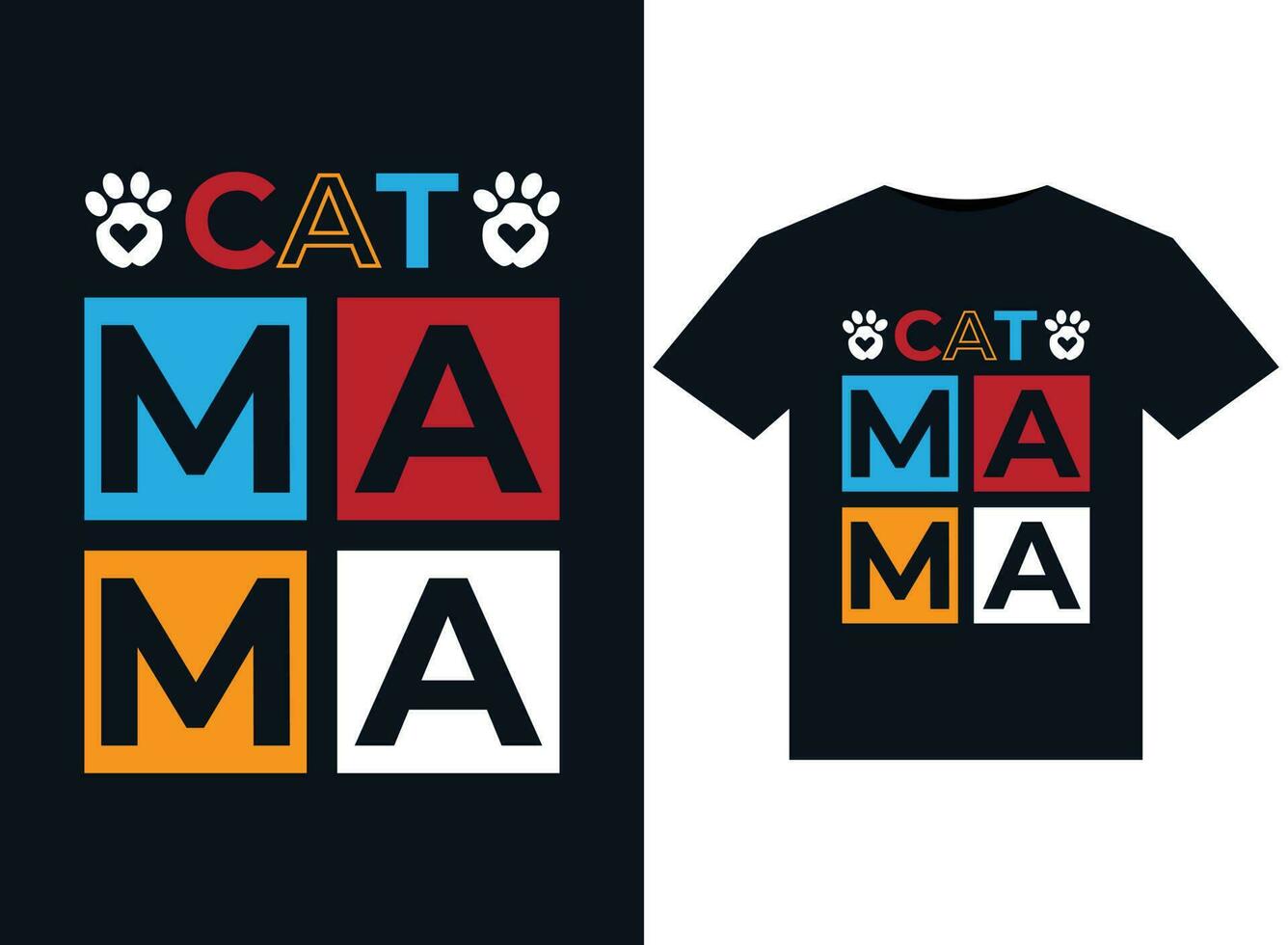 illustrations de maman de chat pour la conception de t-shirts prêts à imprimer vecteur