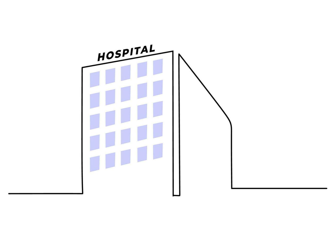 une seule ligne continue d'établir des extérieurs d'hôpital vecteur