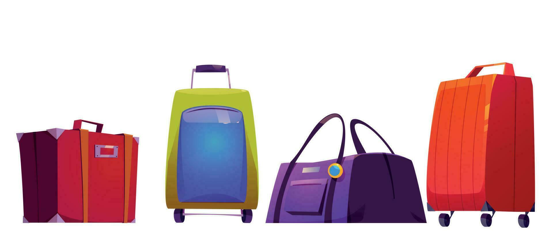 ensemble de valises, bagages de voyage, bagages et sacs vecteur