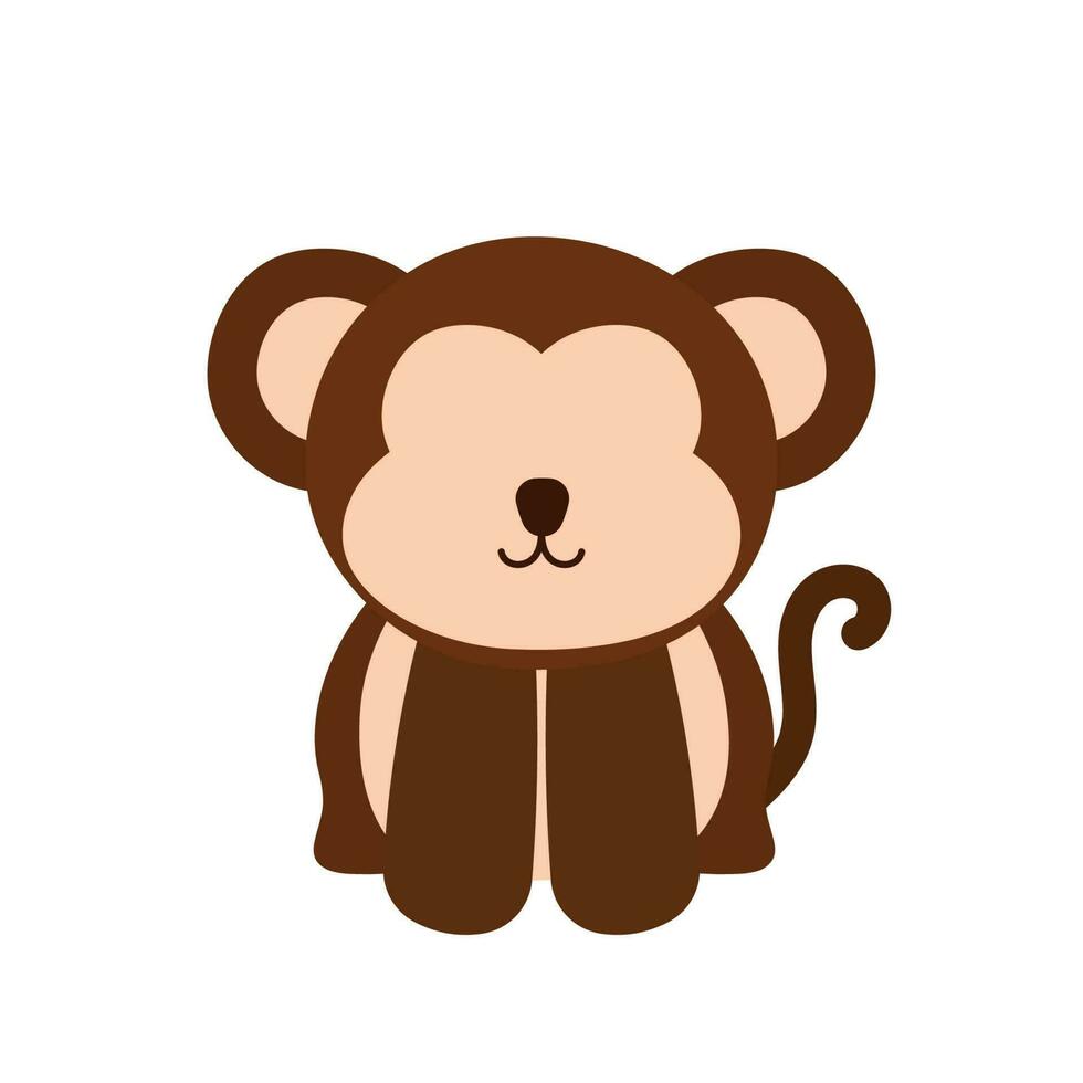 mignon petit singe assis animal sauvage en illustration vectorielle de dessin animé animé vecteur