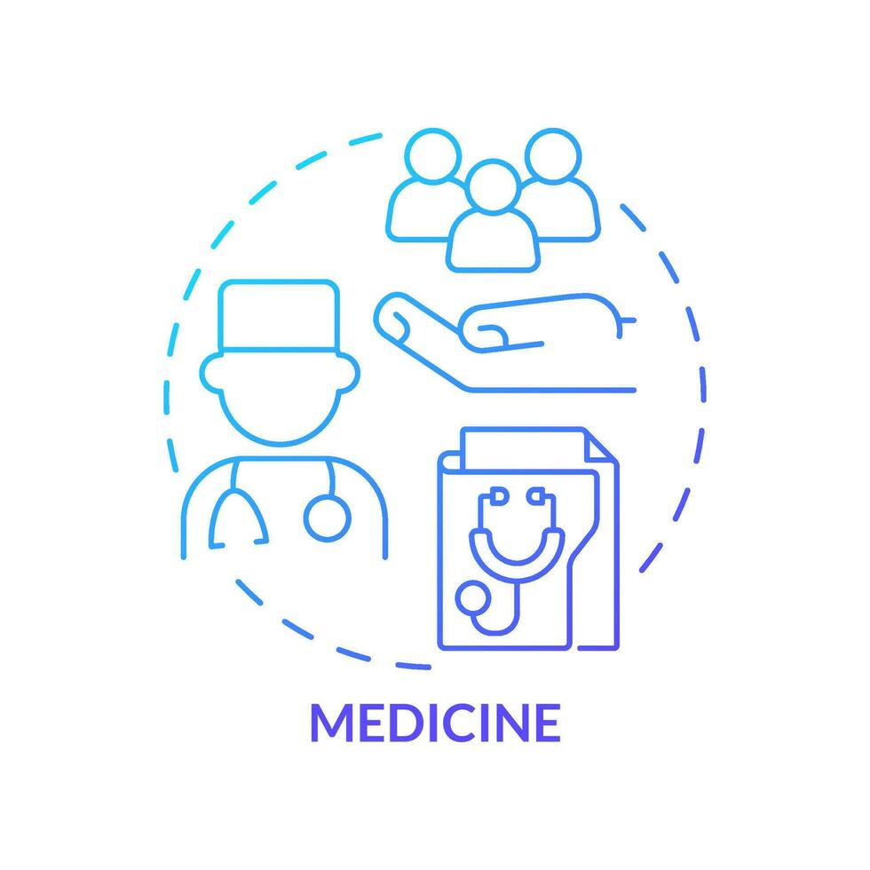 icône de concept de gradient bleu de médecine. diagnostiquer et prévenir la maladie. soins de santé. illustration de la ligne mince de l'idée abstraite de l'institution sociale. dessin de contour isolé vecteur