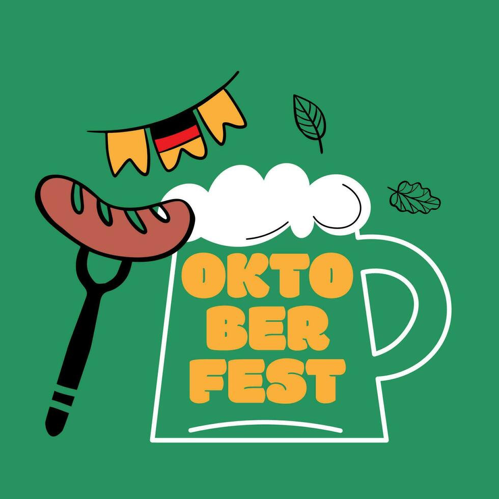 création du logo du festival de la bière oktoberfest. concept plat de l'oktoberfest vecteur