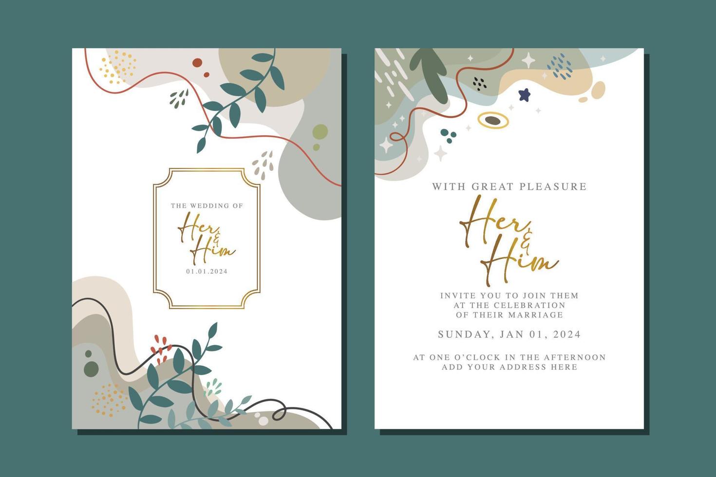 belle carte d'invitation de mariage de fleurs vecteur