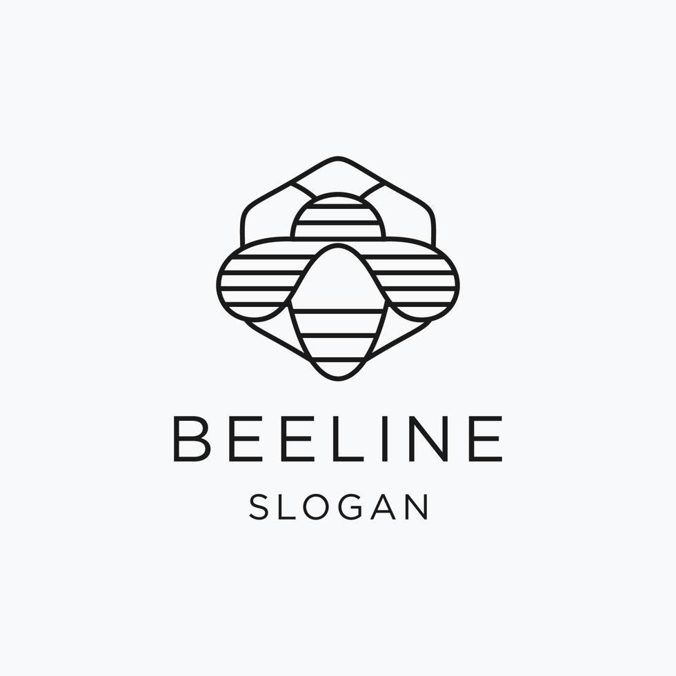 création de logo de ligne d'abeille avec dessin au trait sur fond blanc vecteur