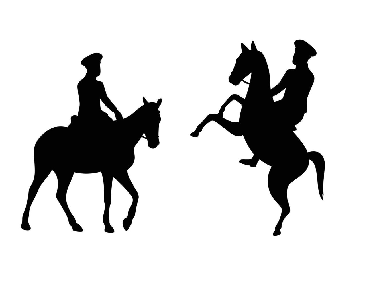 soldat, équitation, cheval rebelle, noir blanc, vecteur, illustration vecteur