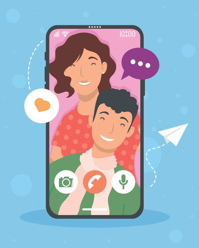 couple amoureux sur smartphone vecteur