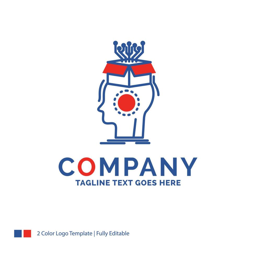 création de logo de nom de société pour sousveillance. artificiel. cerveau. numérique. tête. conception de nom de marque bleu et rouge avec place pour le slogan. modèle de logo créatif abstrait pour petites et grandes entreprises. vecteur