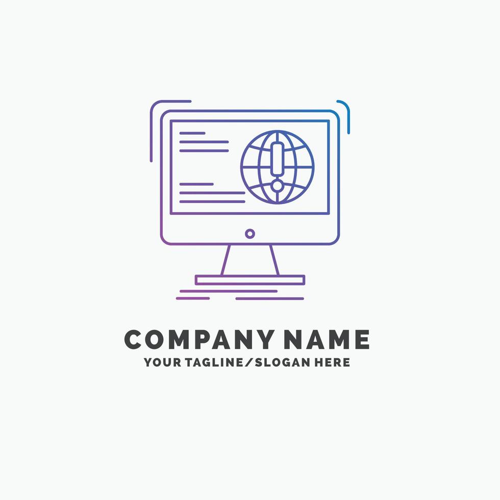 informations. contenu. développement. site Internet. modèle de logo d'entreprise web violet. place pour le slogan vecteur